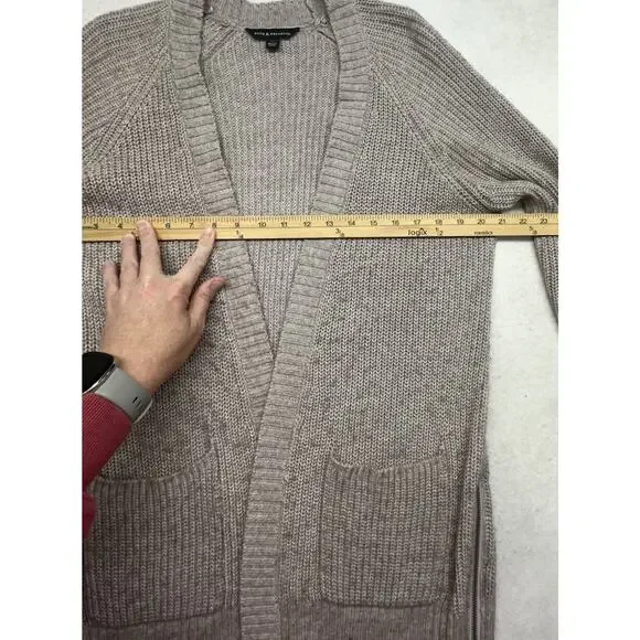 Rock & Republic Cardigan Sweater Womens Size Medium Zipper Accents Beige Tan - Picture 4 of 7